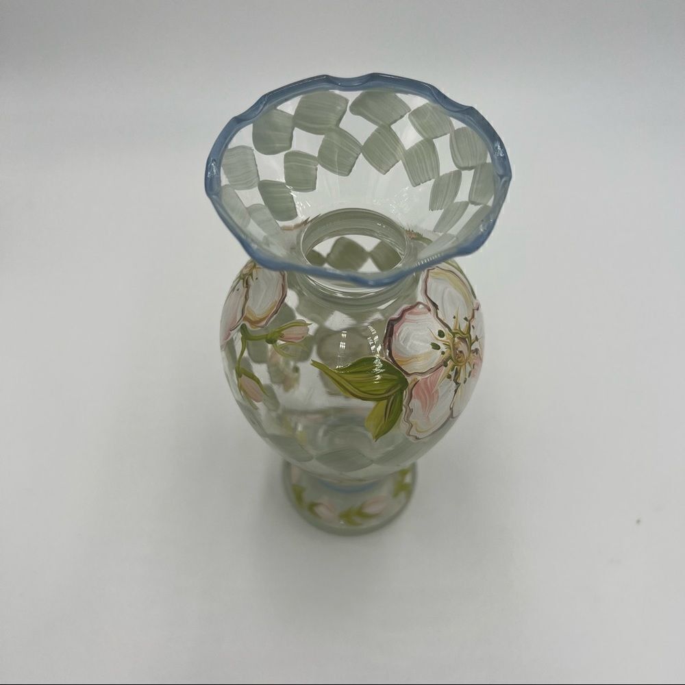 Tracy Porter Small Hand-painted Harlequin and Floral Glass Vase - Picture 2 of 6